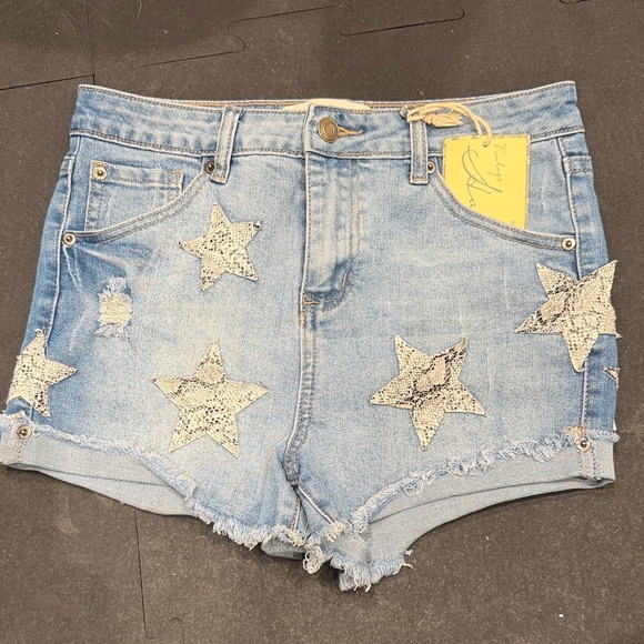 Vintage Havana Pants - Vintage Havana Star Studded Snake Print Denim Shirts - Distressed